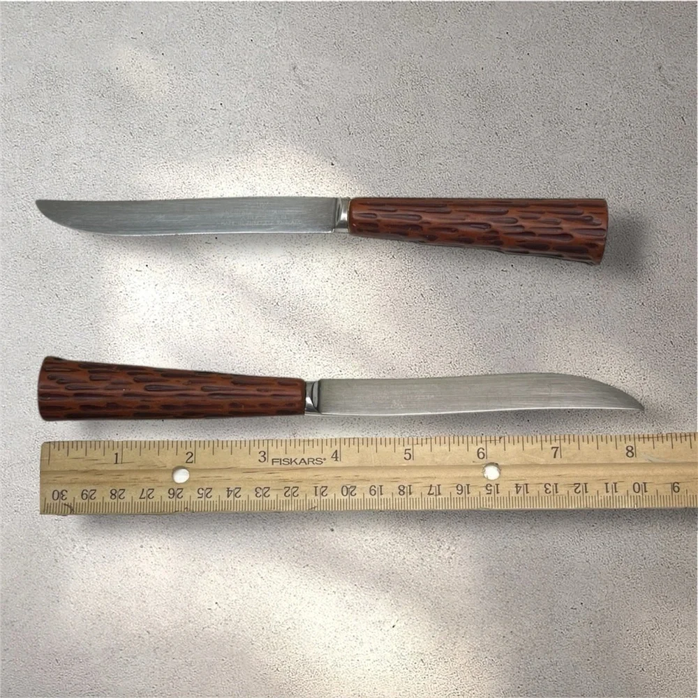 Vintage Westall Richardson Stainless Steel Horn Handle Knives Sheffield England